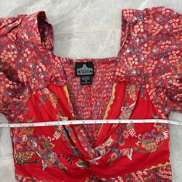 Women’s Angie Floral Maxi Flowy Slit Dress Boho Smocked Hippie Cottage Small - Picture 15 of 16